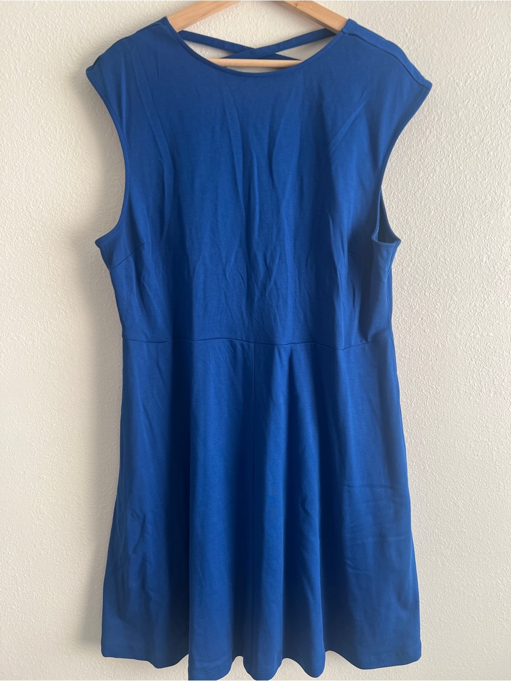 Women's Royal Blue Sleeveless Dress with Crisscross Back